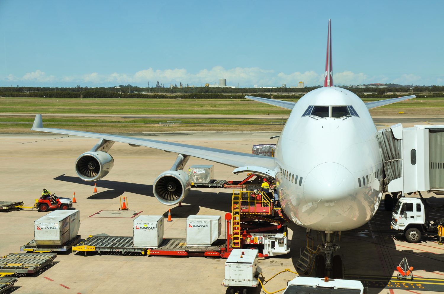 Cargo aircraft on the apron